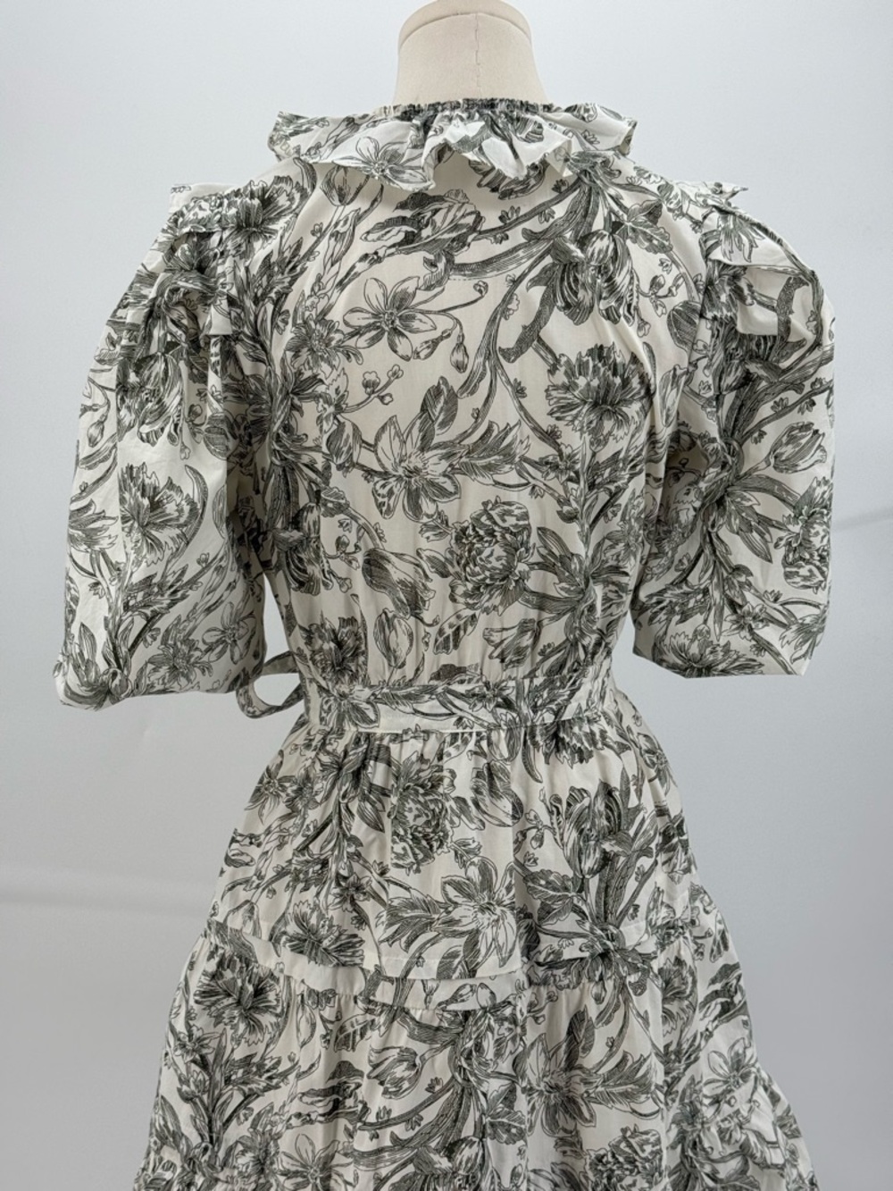 Caroline Constas Floral Wrap Mini Dress Puff Sleeve Romantic Summer Boho Chic - Picture 12 of 16